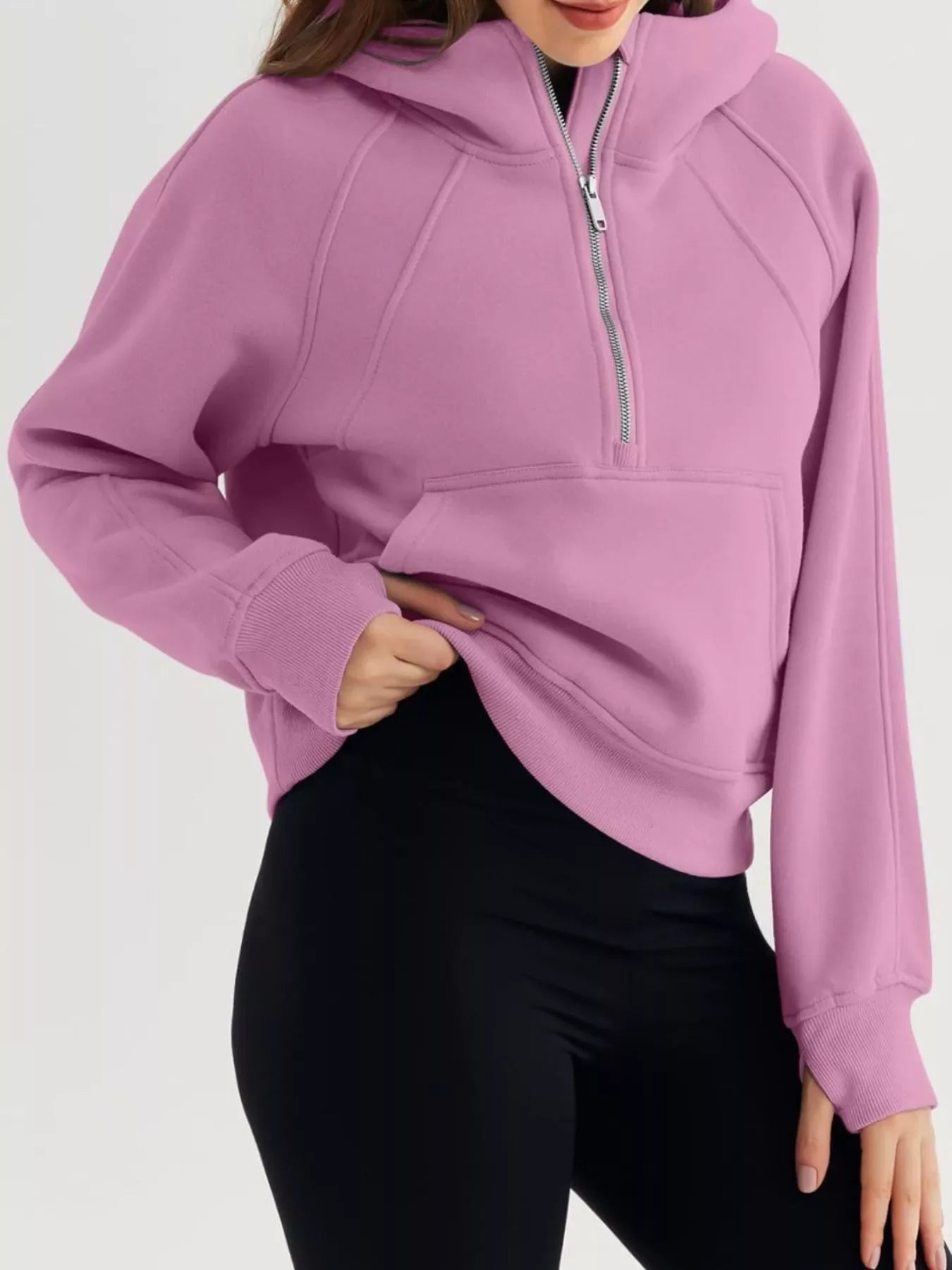 Half Zip Raglan Sleeve Hoodie