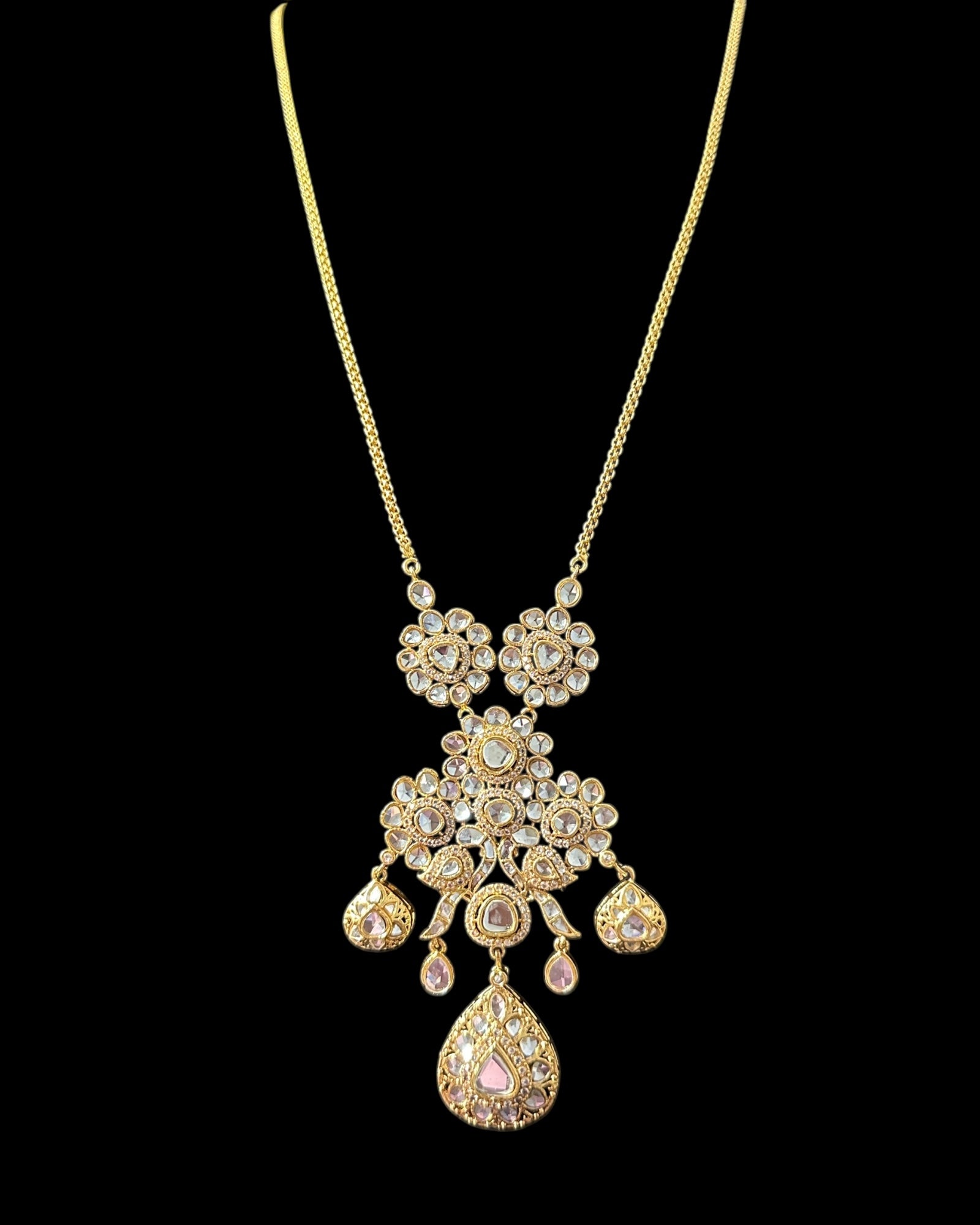 PS554 Long delicate kundan pendant mala ( READY TO SHIP )