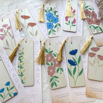 Wood Bookmarks- Floral