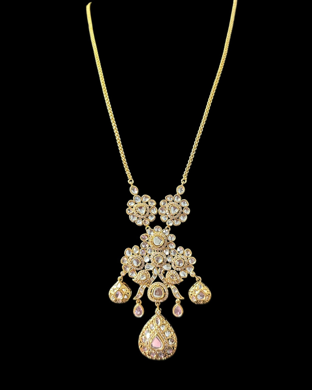 PS554 Long delicate kundan pendant mala ( READY TO SHIP )