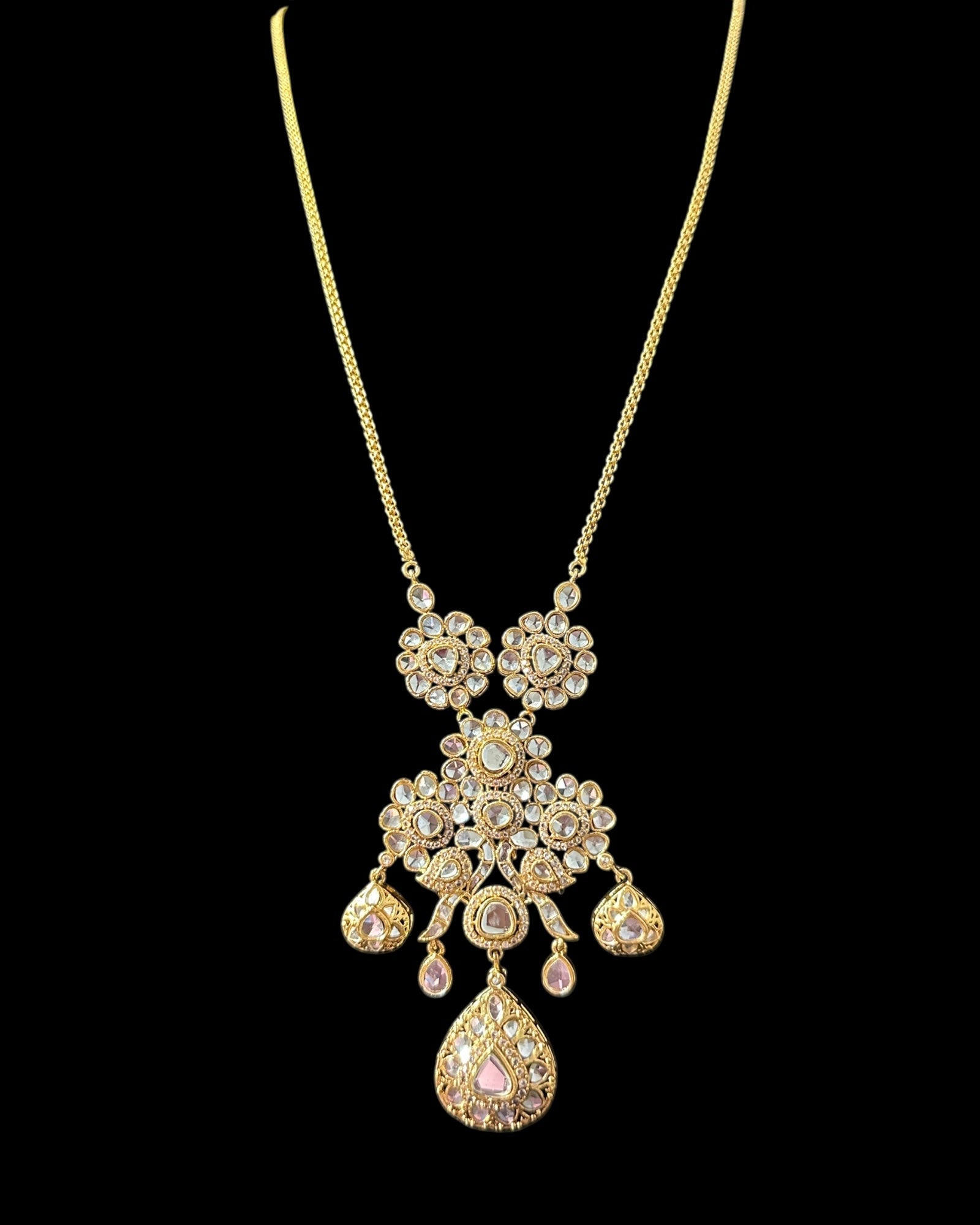 PS554 Long delicate kundan pendant mala ( READY TO SHIP )