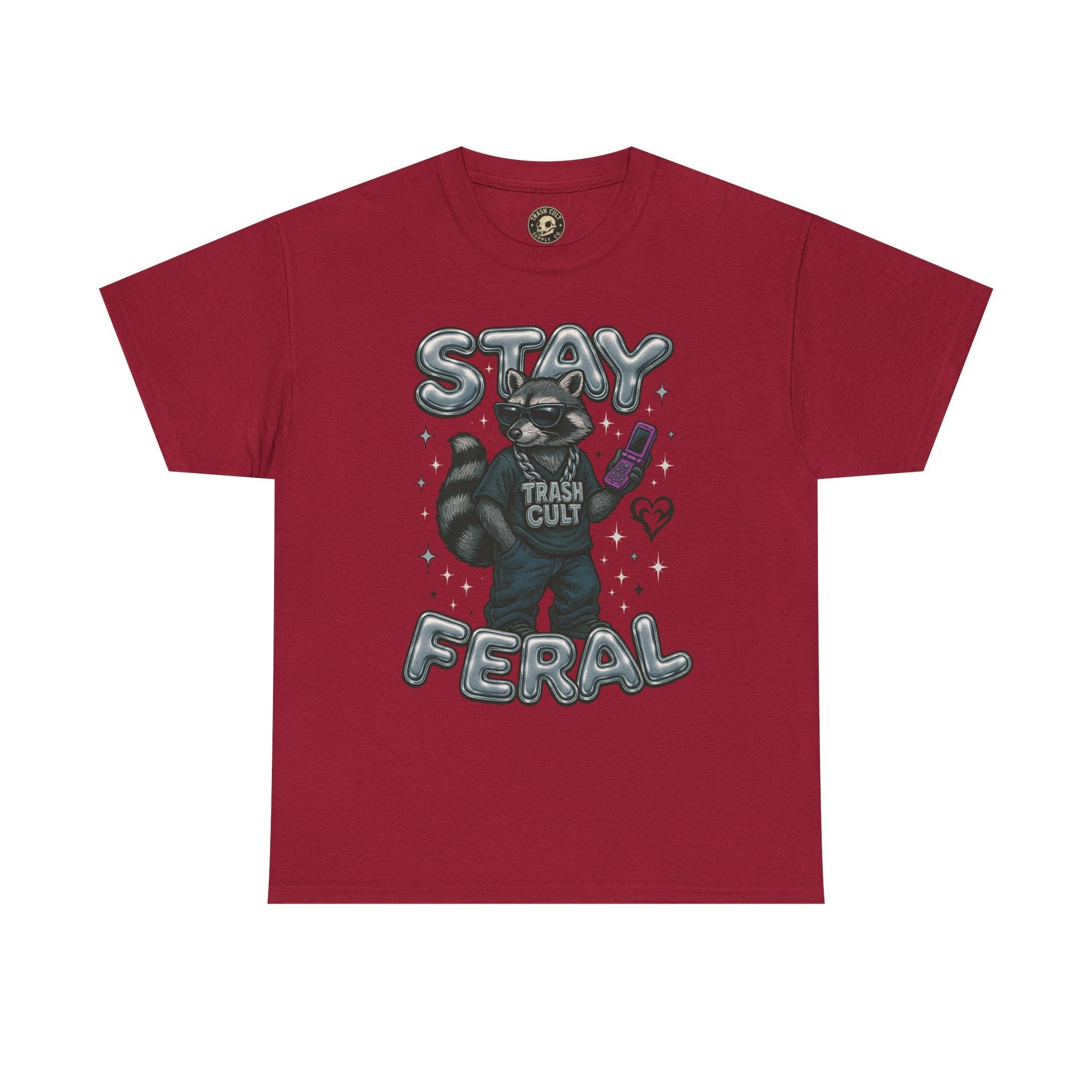 Stay Feral Chrome Raccoon Tee – Y2K Streetwear Trash Cult Shirt