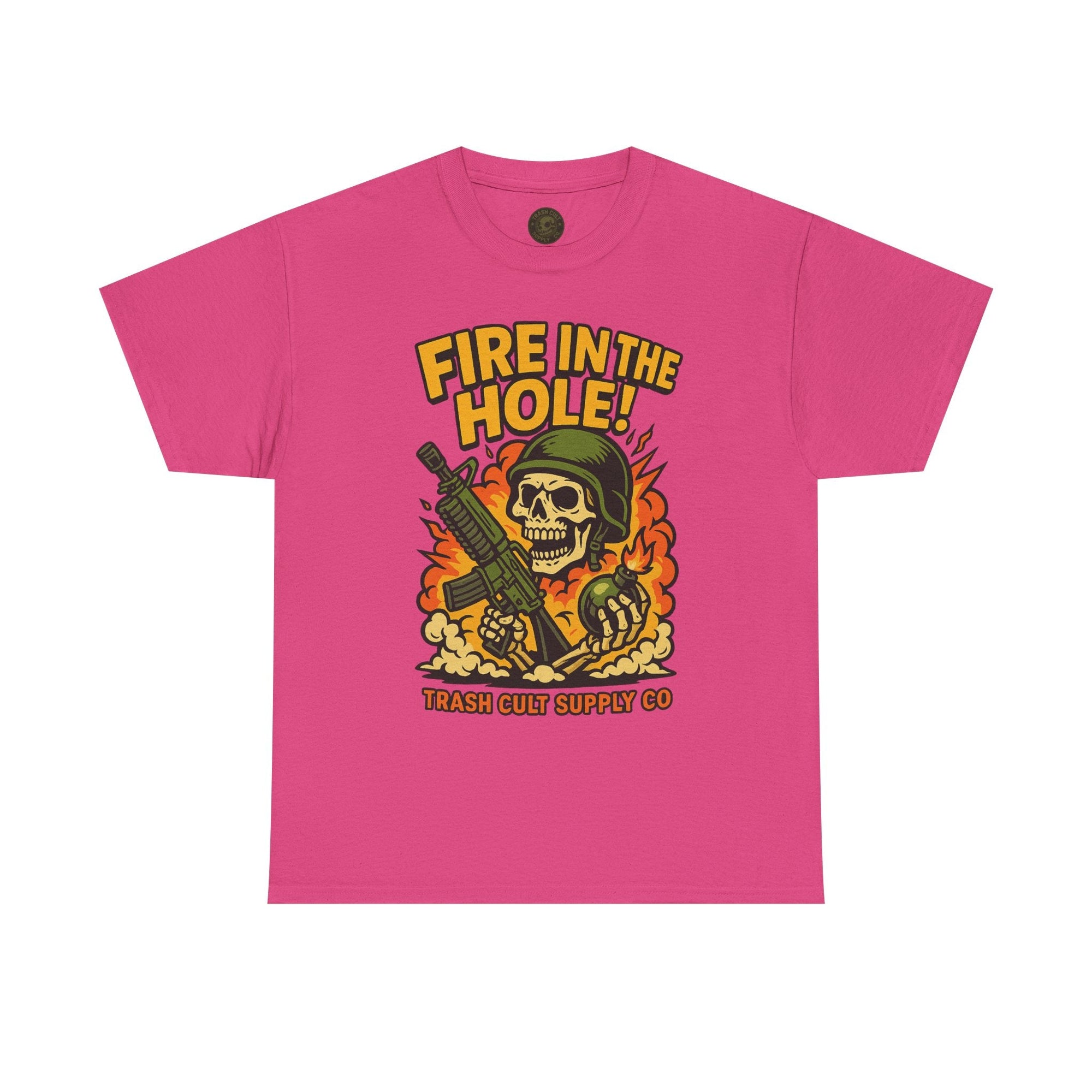 Fire in the Hole! Skeleton Soldier T-Shirt – Trash Cult Supply Co. | Gildan 5000 Combat Graphic Tee