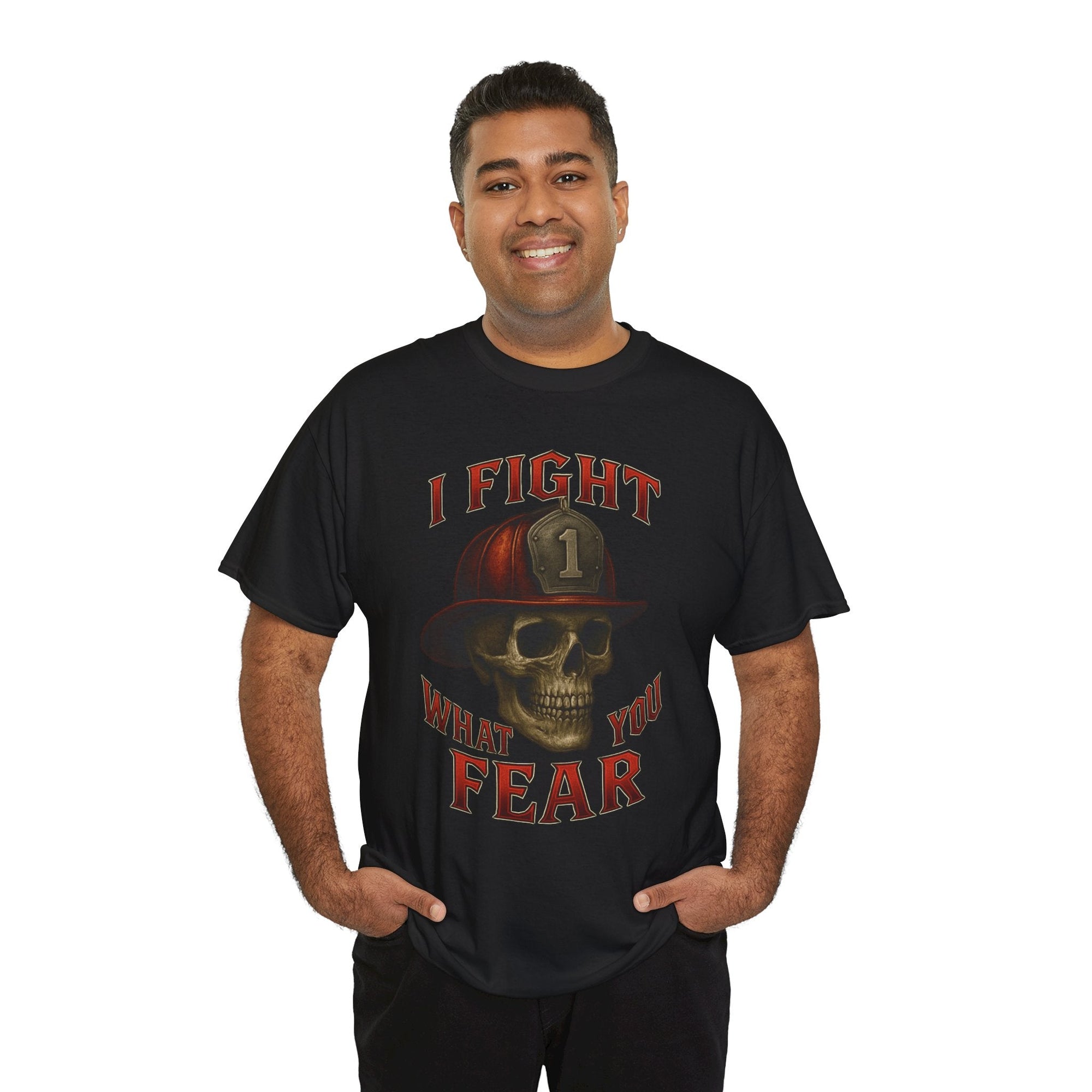 Skull Firefighter Tee - I Fight What You Fear, Casual Shirt, Gift for Firefighters, Halloween Costume, Unisex Apparel