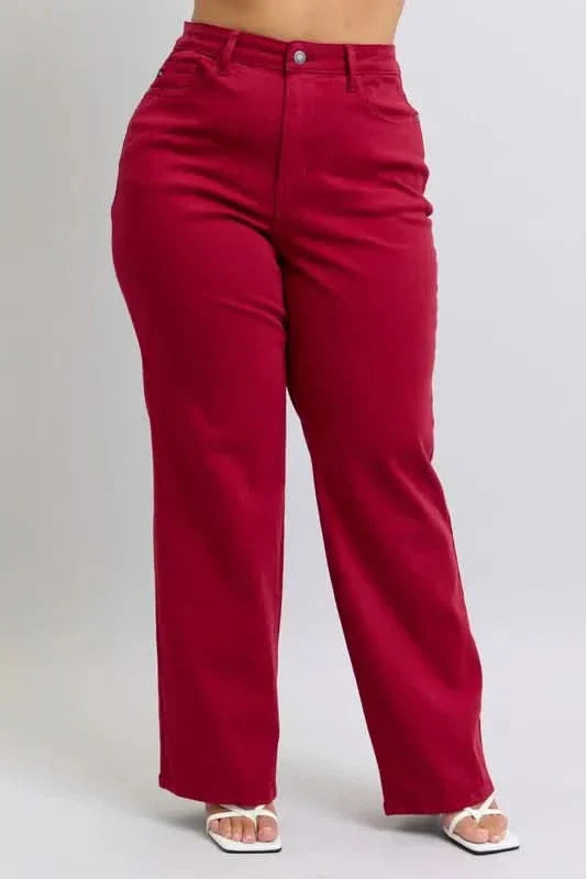 Judy Blue Full Size High Waist Heart Shaped Back Pockets 90's Straight Jeans