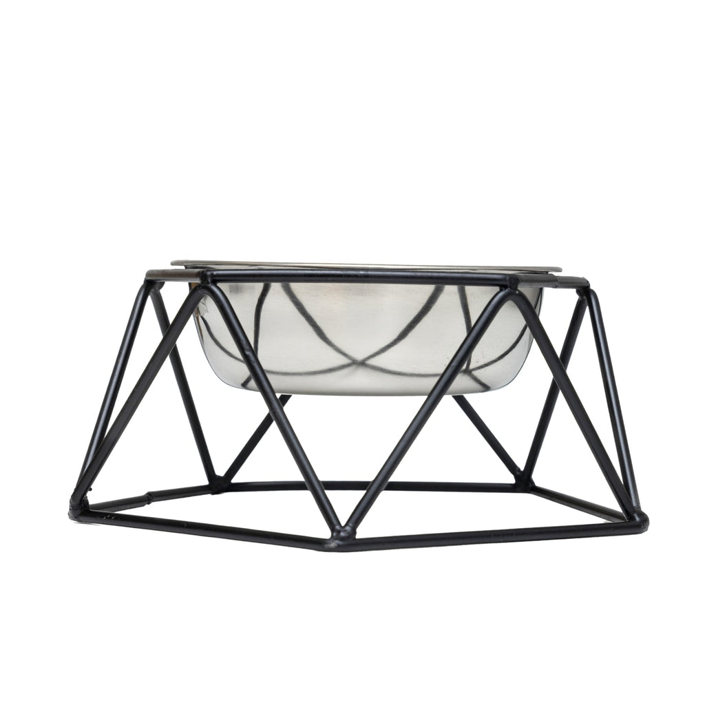 Country Living Elevated Single Dog Bowl Feeder – Geometric Design with Removable Stainless Steel Bowl
