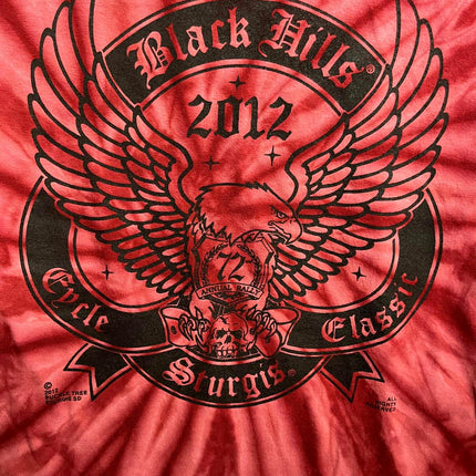 2012 Biker Black HIlls Sturgis Tie Dye T-shirt Bald Eagle L