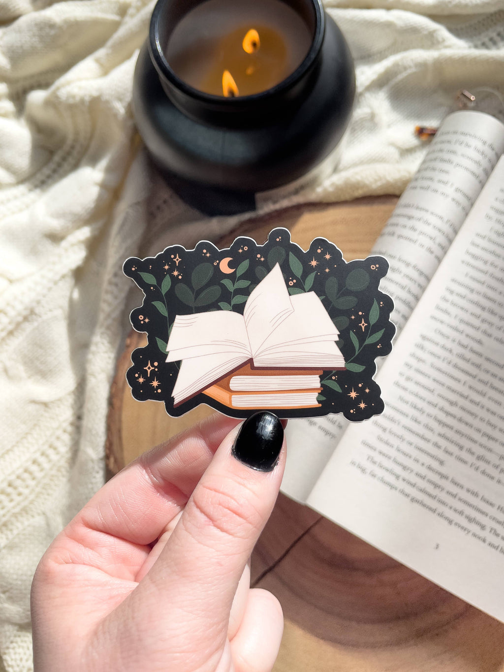 Meaggie Moos - Magical Open Book Bookish Waterproof Vinyl Sticker