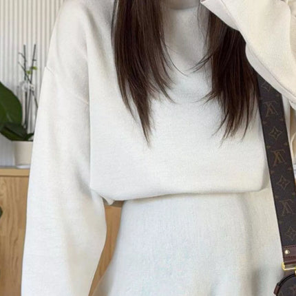 Round Neck Long Sleeve Mini Sweater Dress