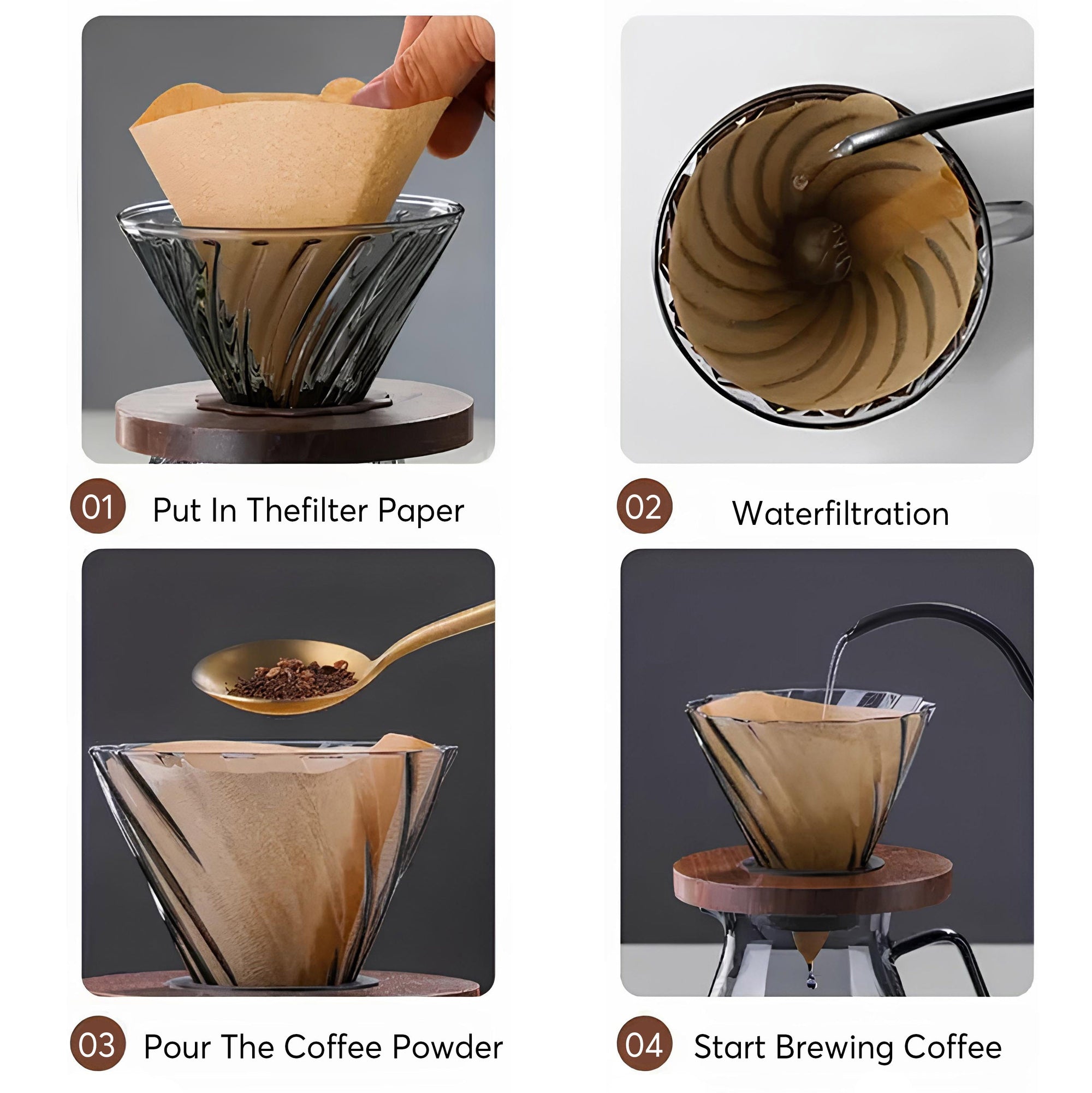 Coffee Brewing V60 Set with Walnut Wood Holder