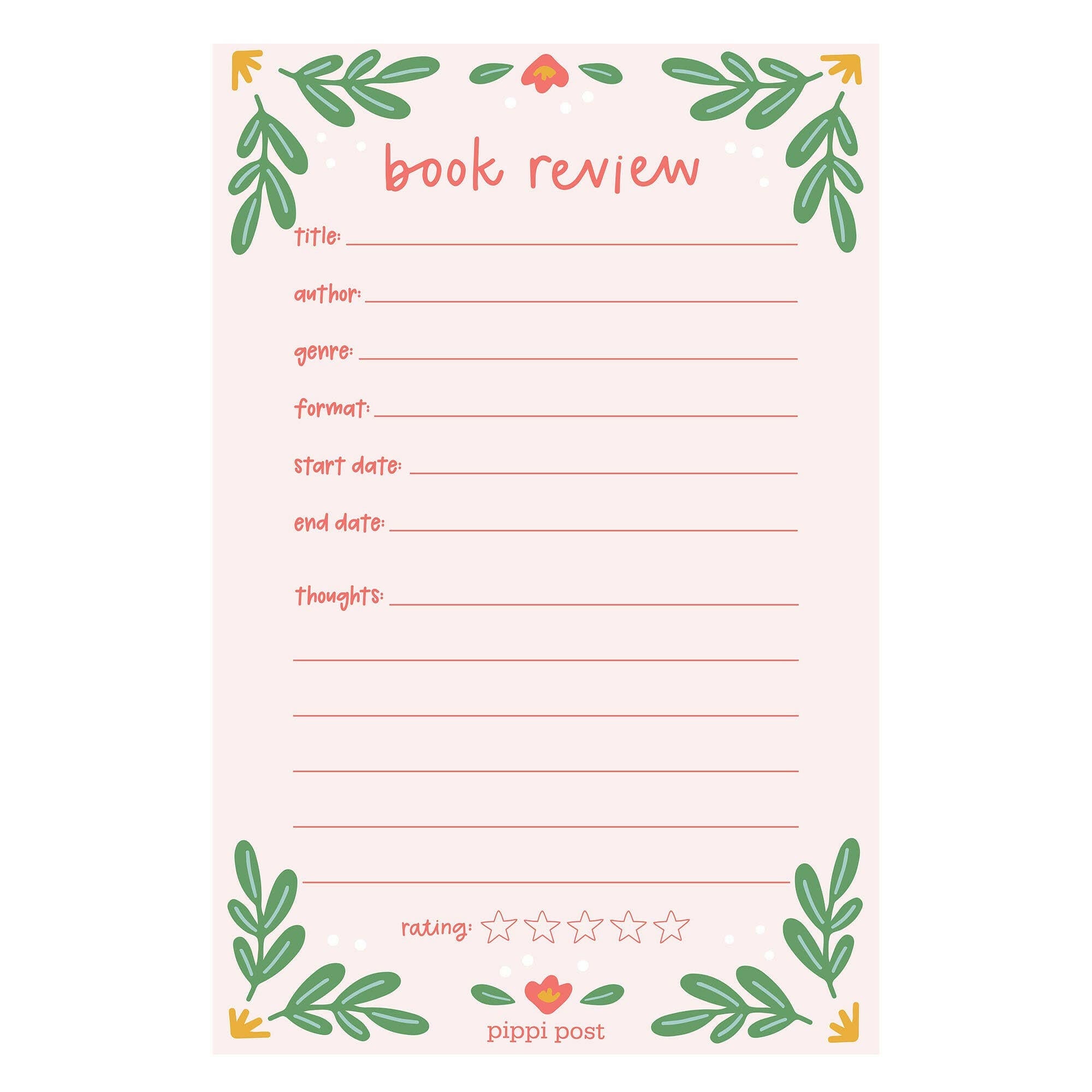 Pippi Post - Book Review 4x6 Notepad