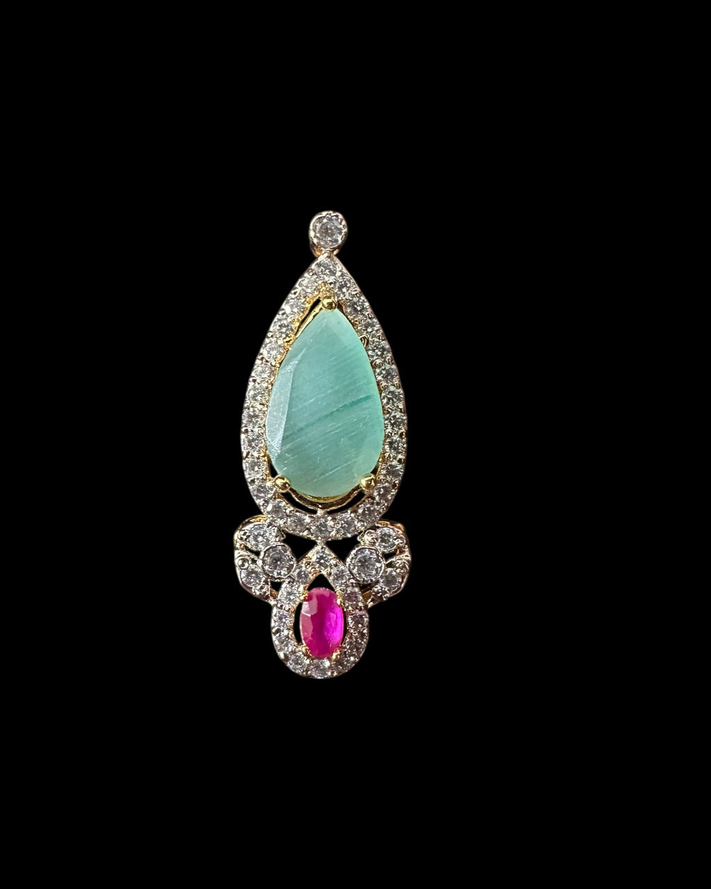 BR461  Anmol necklace set in Mint , rubies and pearls ( SHIPS IN 5 WEEKS)