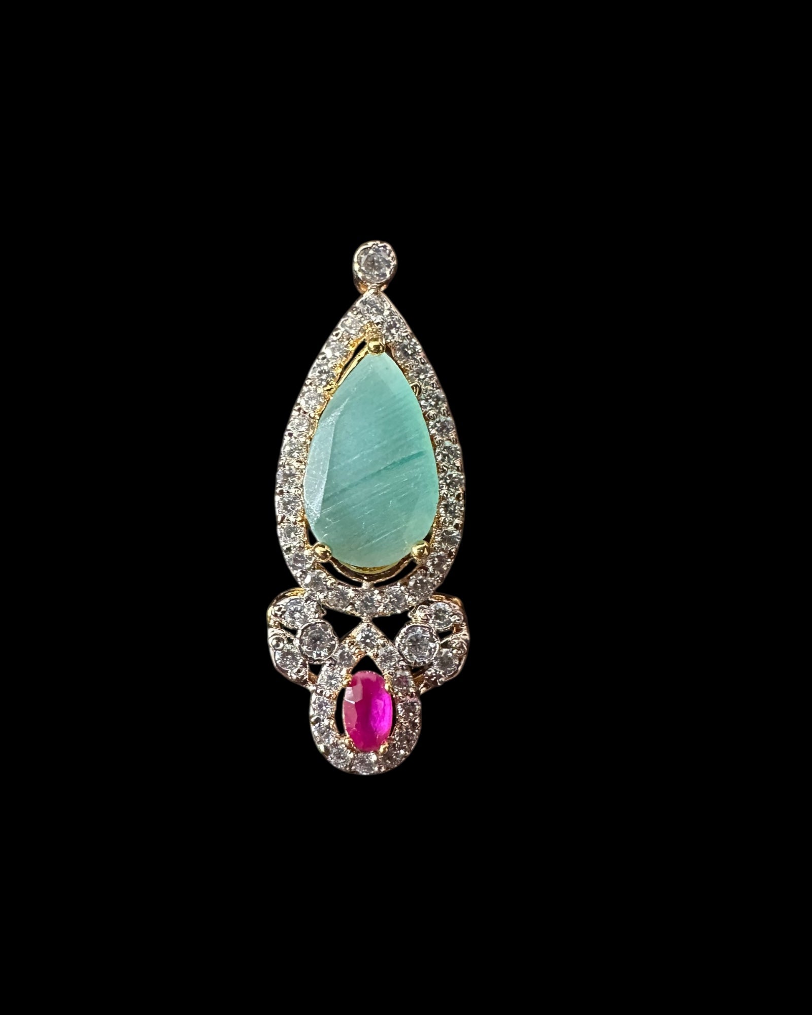 BR461  Anmol necklace set in Mint , rubies and pearls ( SHIPS IN 5 WEEKS)