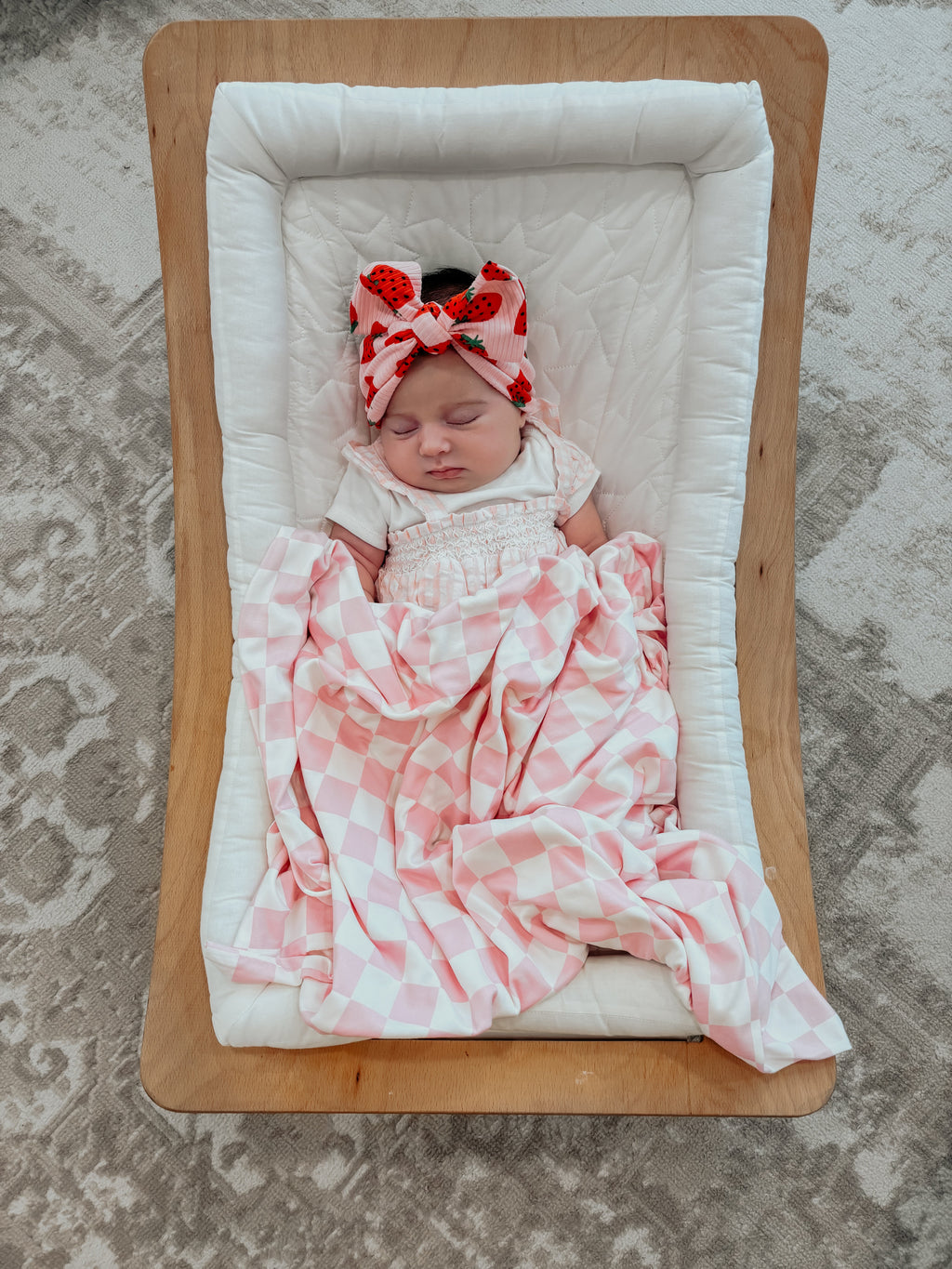 Sugar Pink & White Checkered Stretch Swaddle