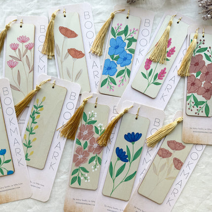 Wood Bookmarks- Floral