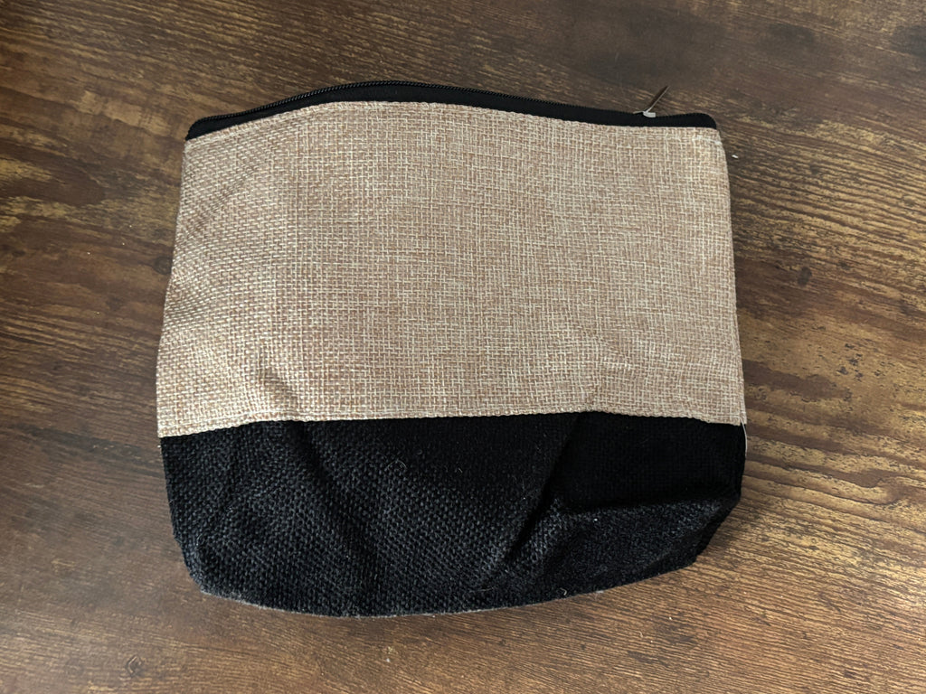 Burlap Tote + Accessory Bag Set