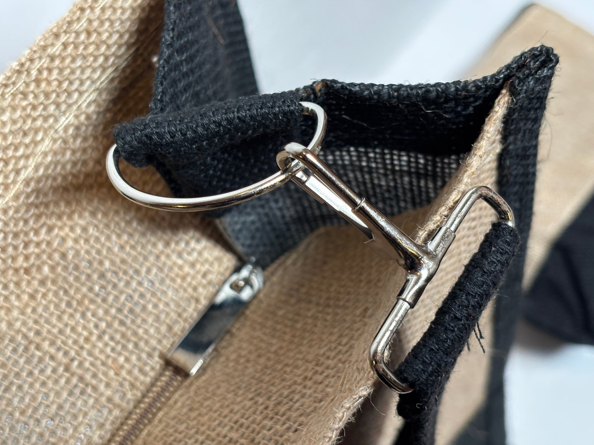 Burlap Tote + Accessory Bag Set