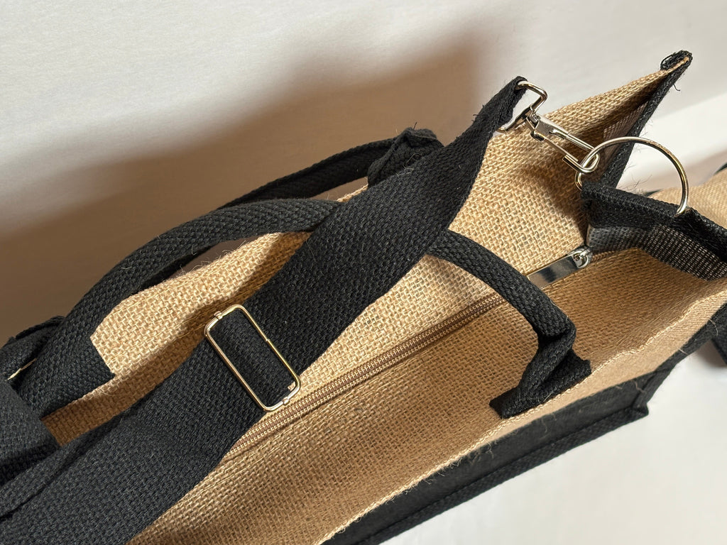 Burlap Tote + Accessory Bag Set