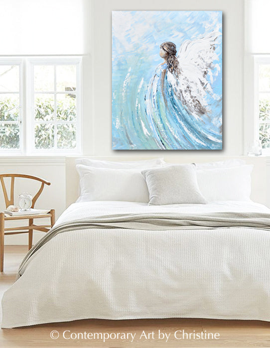 SPECIAL RELEASE GICLEE PRINT "Lifted by Grace" Abstract Angel Painting Modern Guardian Angel Canvas
