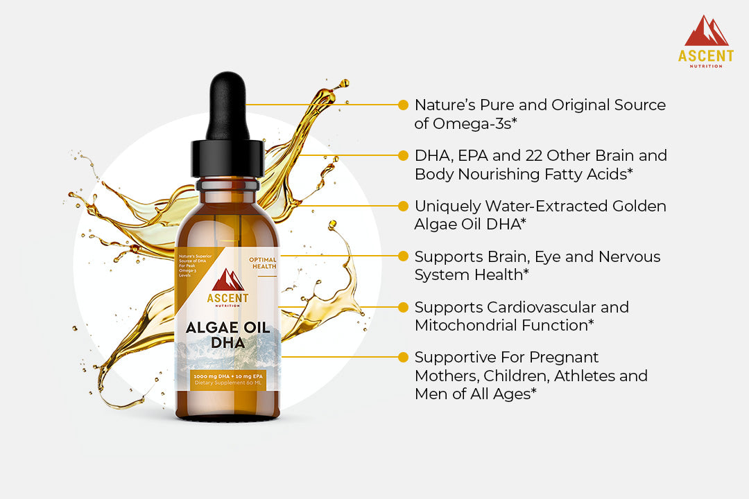 Algae Oil DHA Omega-3's - Vegan and Vegetarian, 1000 mg