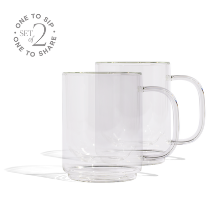 Cove 12oz Glass Mug - Set of 2 - Clear