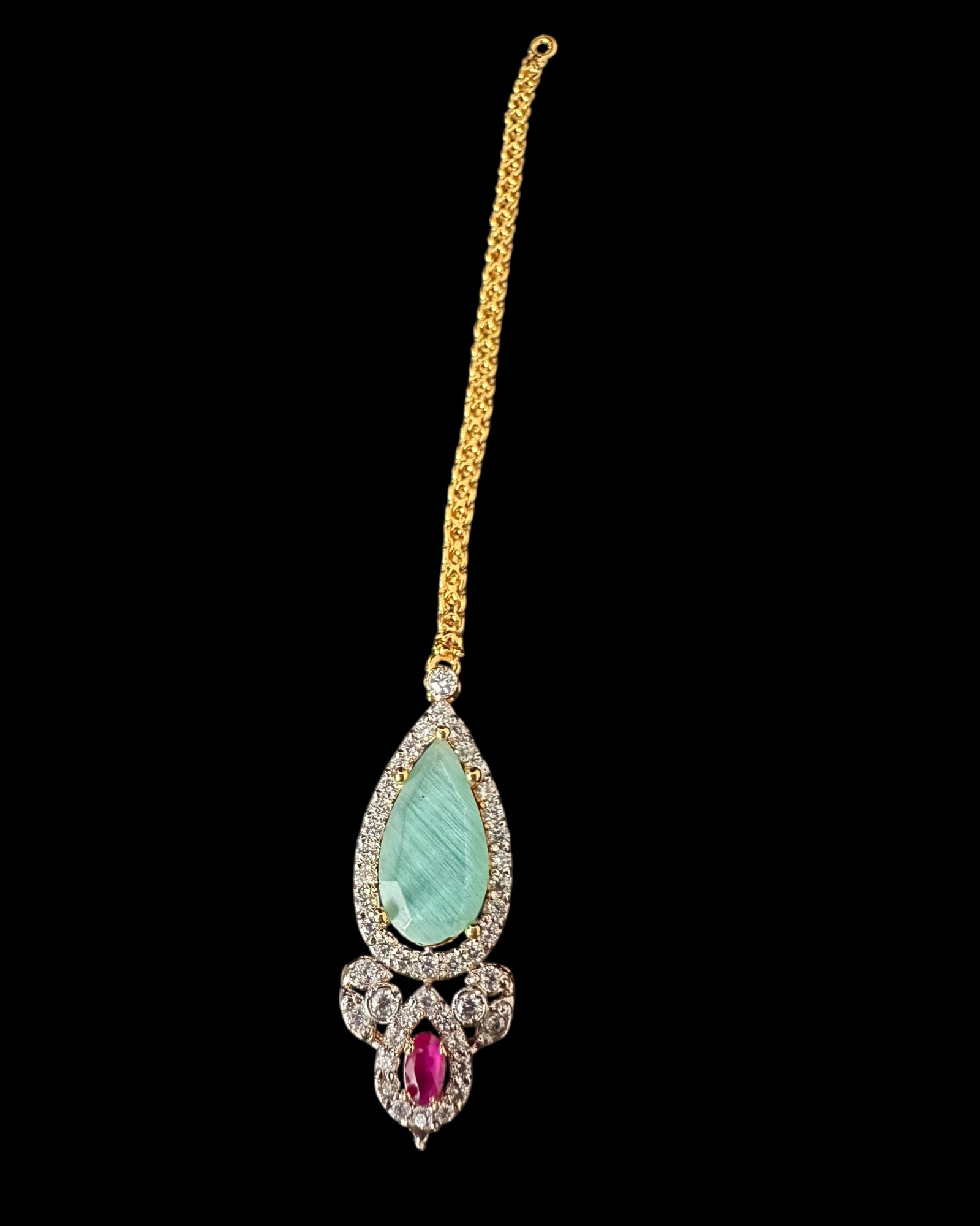 BR461  Anmol necklace set in Mint , rubies and pearls ( SHIPS IN 5 WEEKS)
