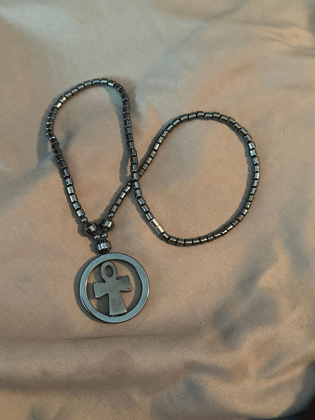 Hematite Ankh Necklace for Confidence and Stability