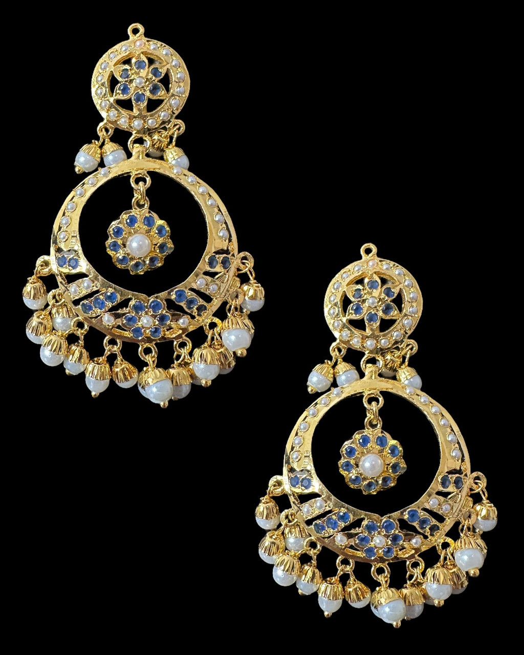 DNS202 sapphire pearl jadau necklace set with tika ( READY TO SHIP )