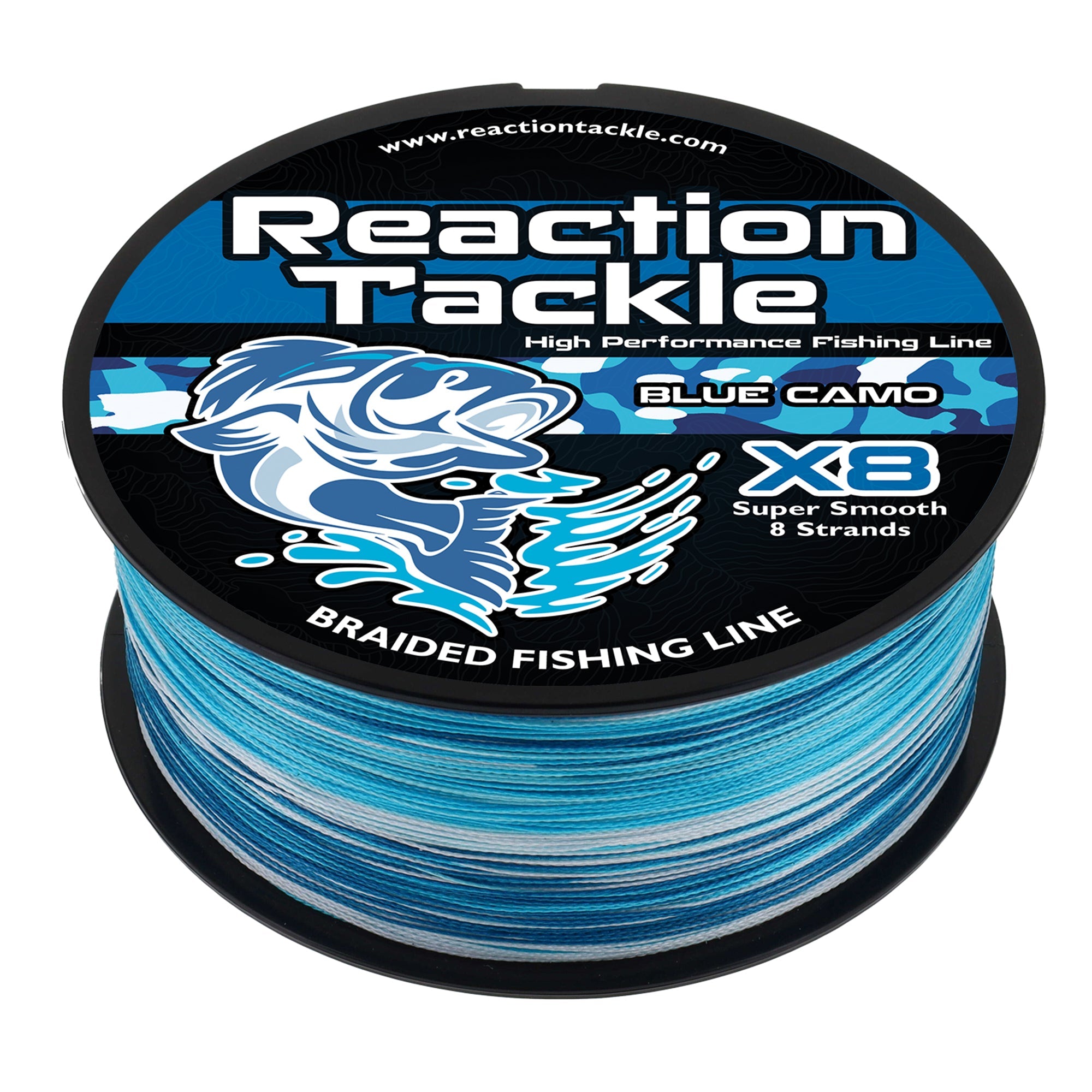 Reaction Tackle X8 Braided Fishing Line - Blue Camo 8 Strand