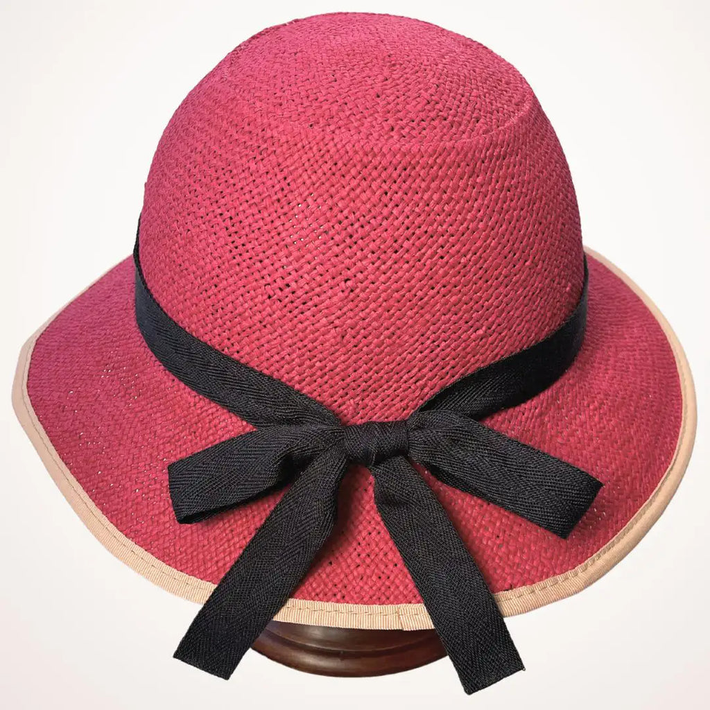 Straw Hat Bike Helmet - Bougainvillea Red