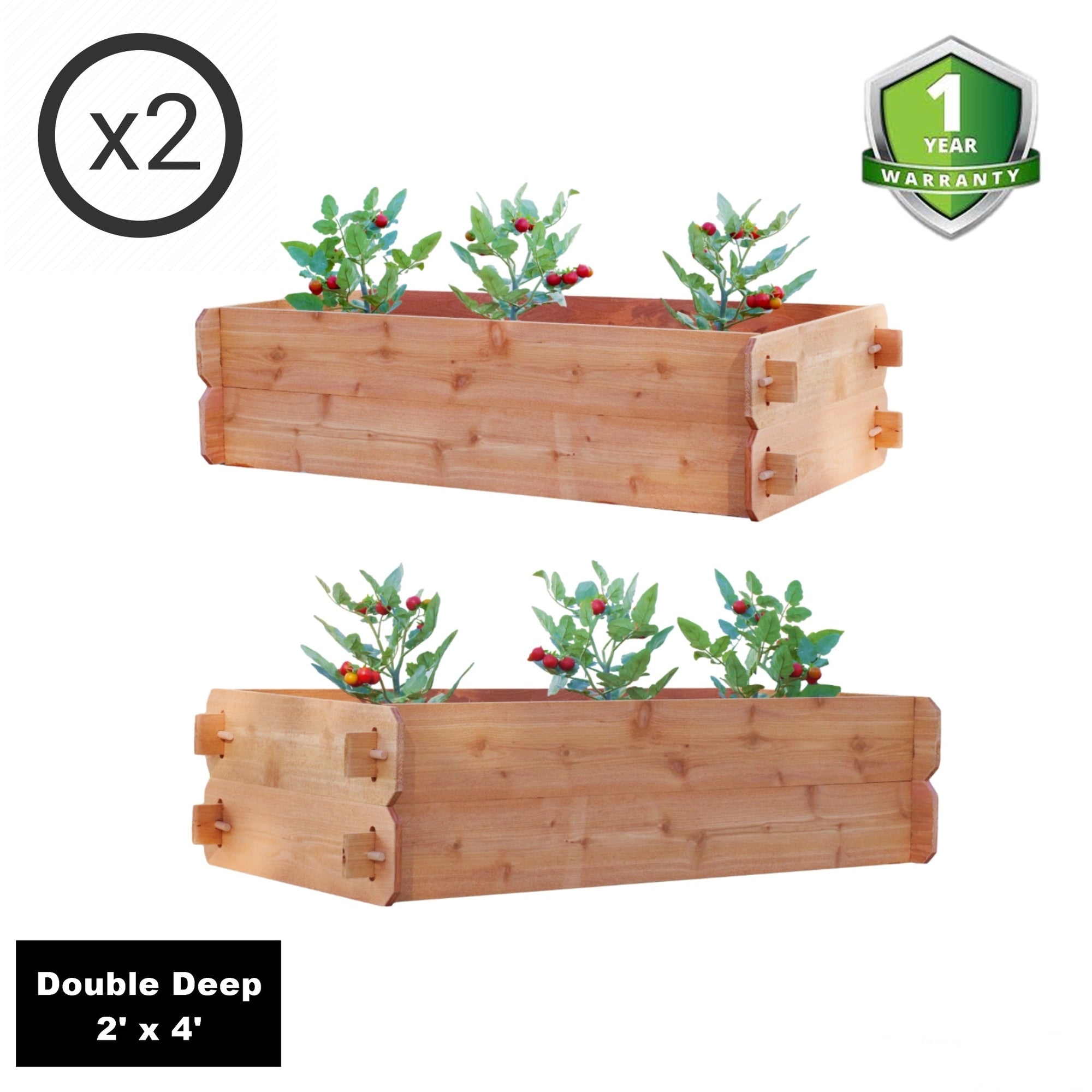 SET OF 2 Timberlane Gardens Easy Raised Garden Bed Kits. Double Deep. Select Cedar. Mortise & Tenon. 2' W x 4' L