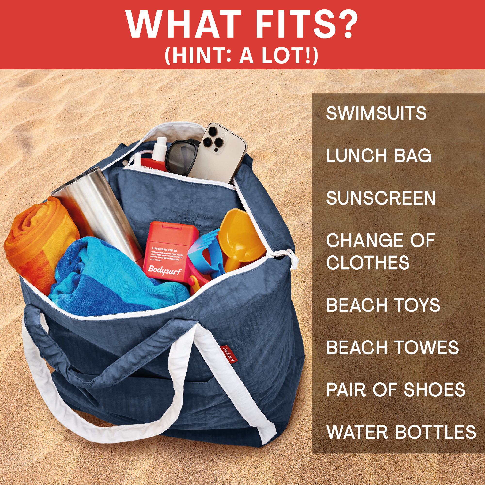 Extra Large Ripstop Nylon Waterproof Beach Bag