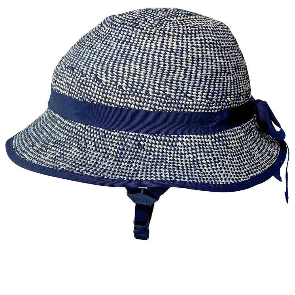 MIPS Helmet + Shibori Blue Straw Hat Bike Helmet Cover