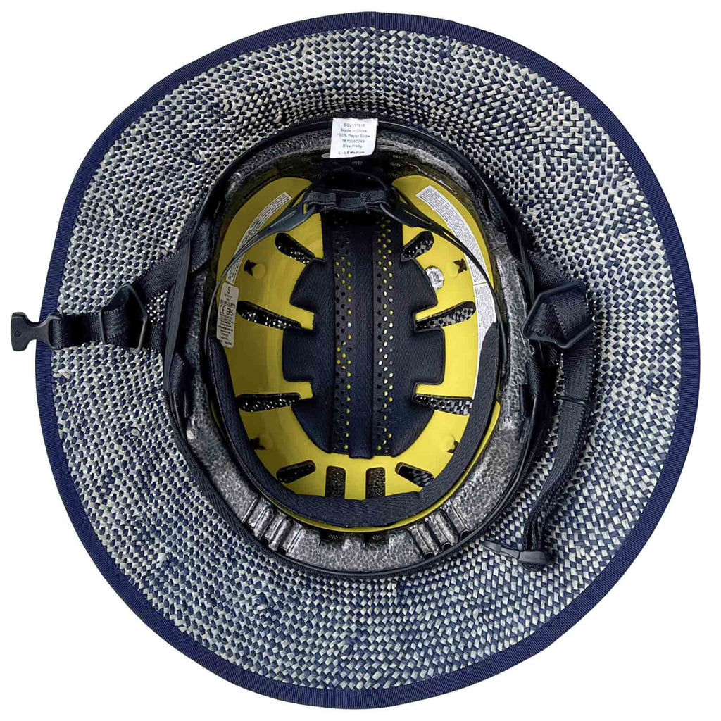 MIPS Helmet + Shibori Blue Straw Hat Bike Helmet Cover