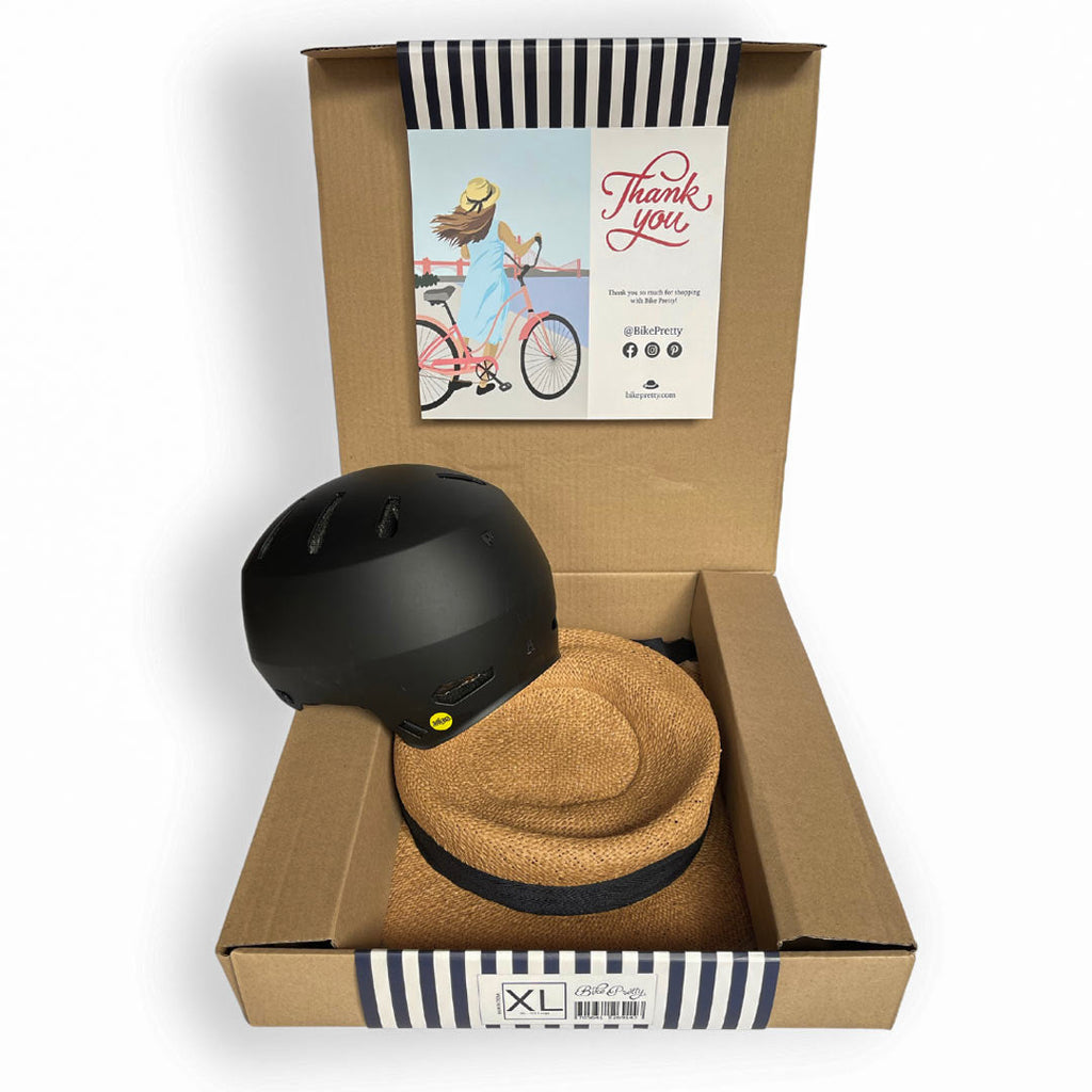 MIPS Helmet + Classic Straw Hat Bike Helmet Cover