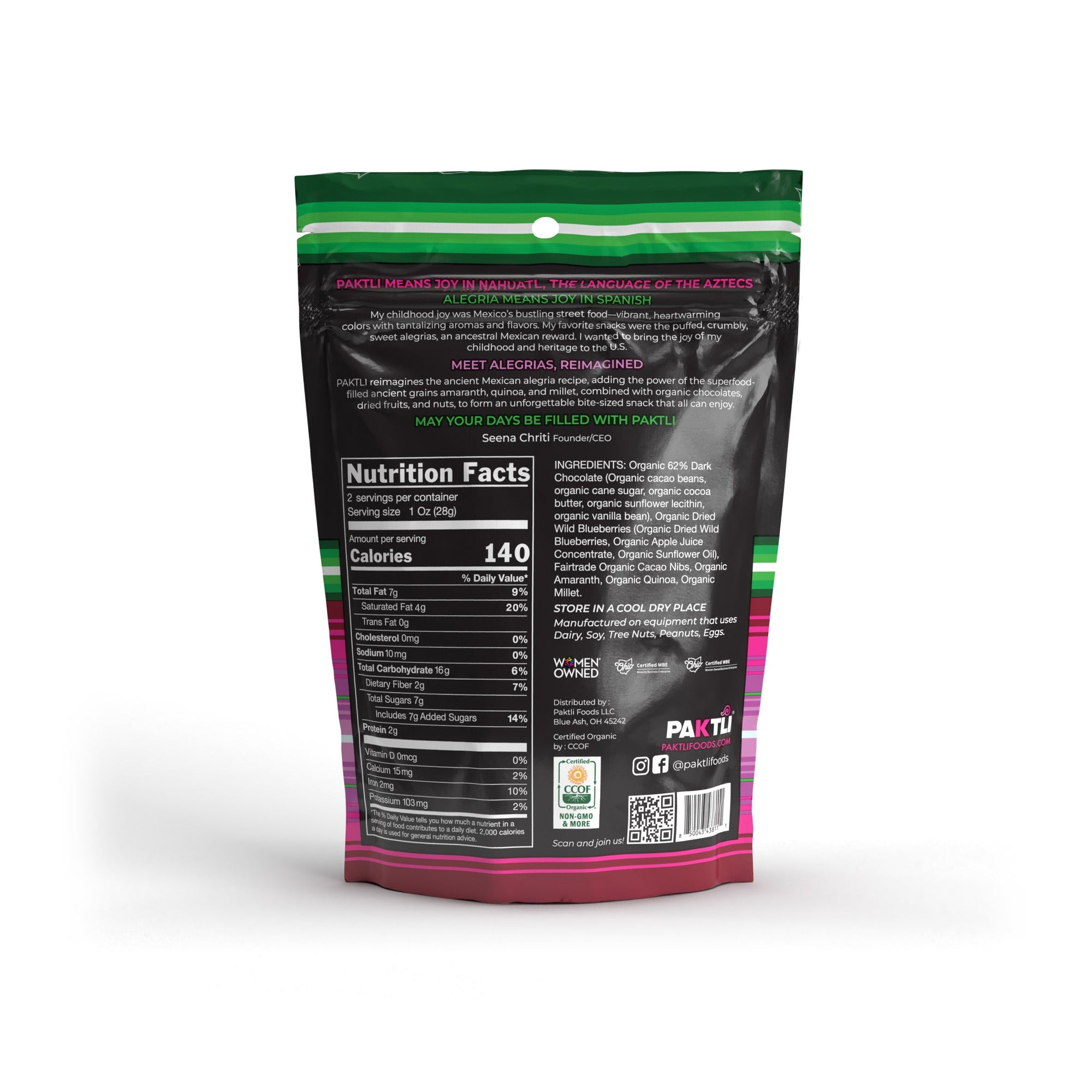 NEW Dark Chocolate Alegria Bites w/ Blueberries + Cacao Nibs