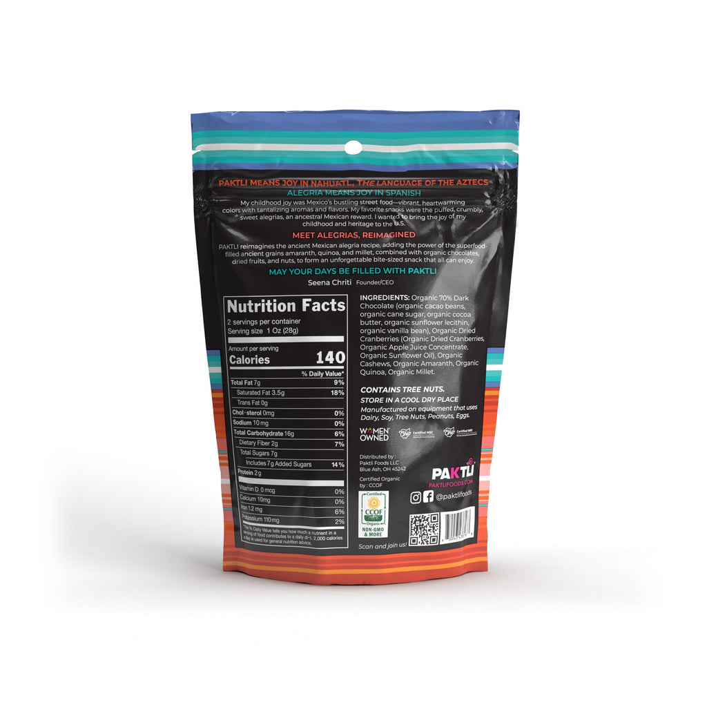 NEW Extra Dark Chocolate Alegria Bites w/ Cranberries + Cashews