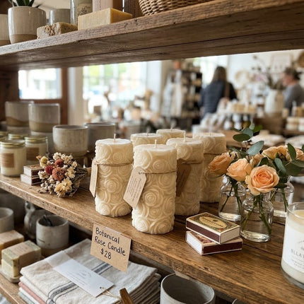Botanical Rose Pillar Candle