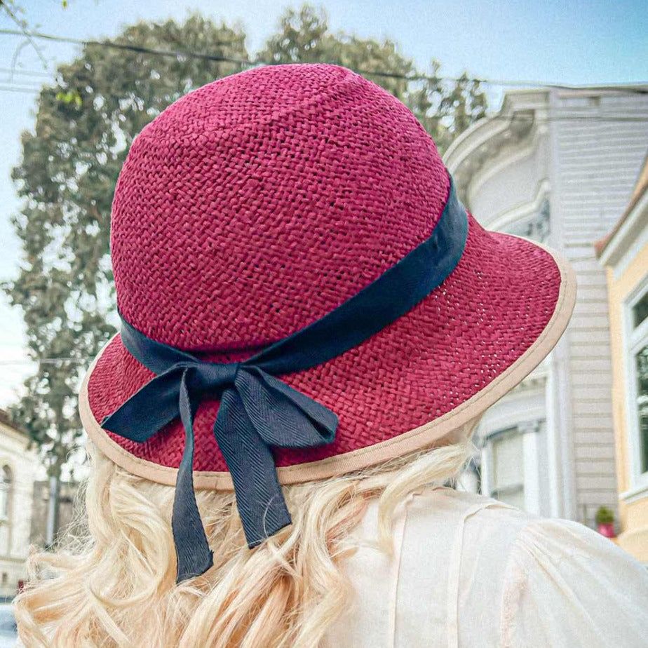 Straw Hat Bike Helmet - Bougainvillea Red