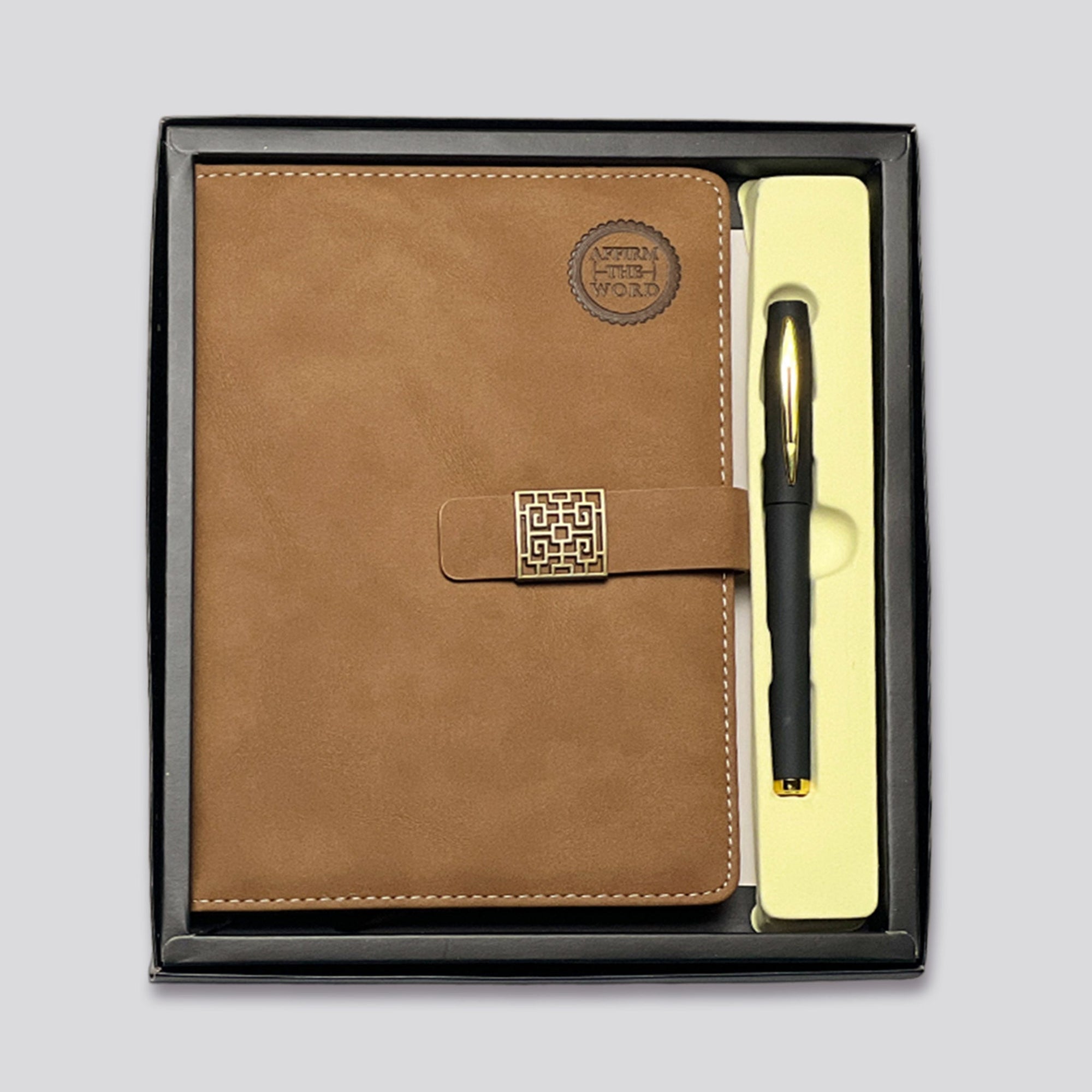 Lined Journal & Pen Gift Set— Brown (FREE Engraving)