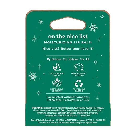 BURT'S BEES HOLIDAY NICE LIST LIP BALM (0.15 OZ TUBE)