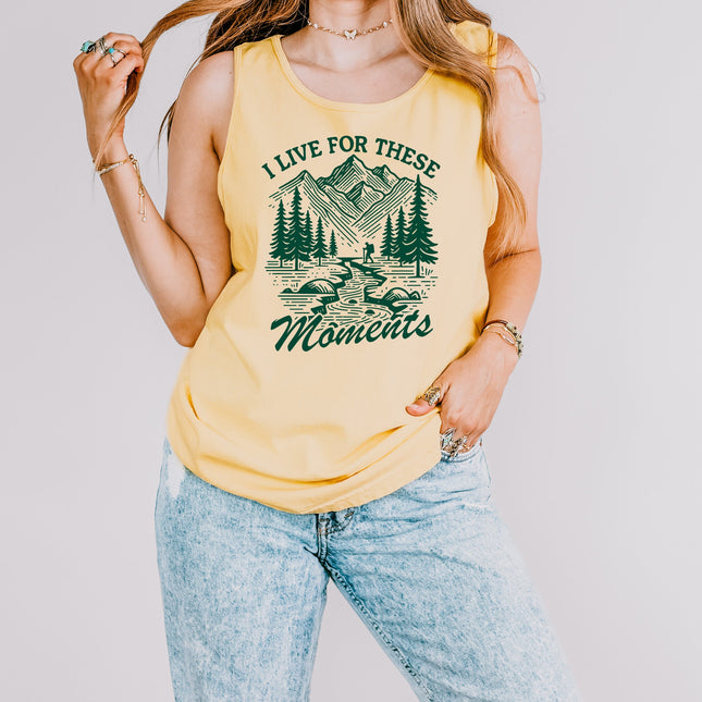 I live for these moments Mountain Camping Hiking Nature Comfort Colors Tank Top