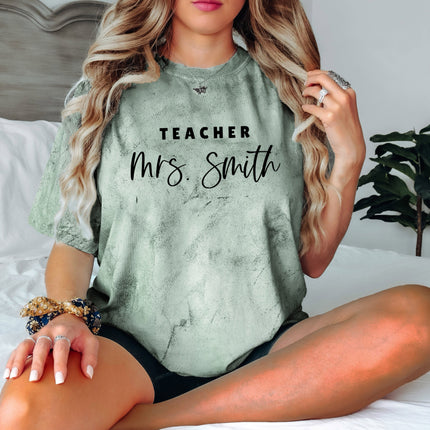 Teacher Mrs Custom Personalization name Teacher Comfort Colors Garment Dyed T Shirt