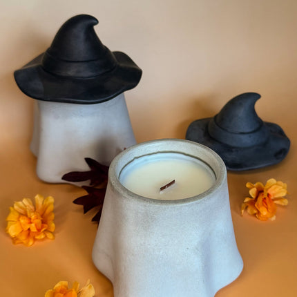 Spooky Season Halloween Candle with Cozy Crackling Wood Wick