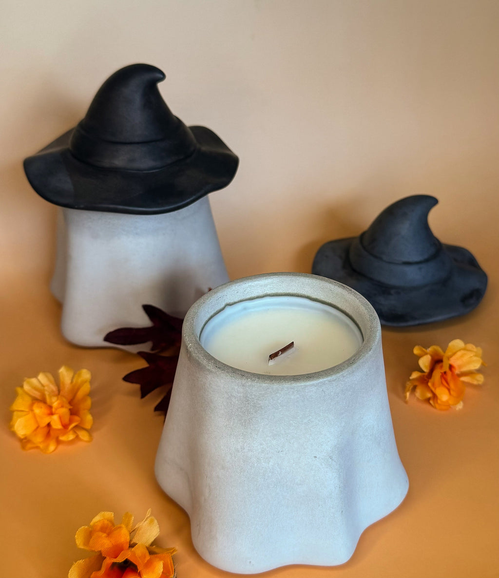 Spooky Season Halloween Candle with Cozy Crackling Wood Wick