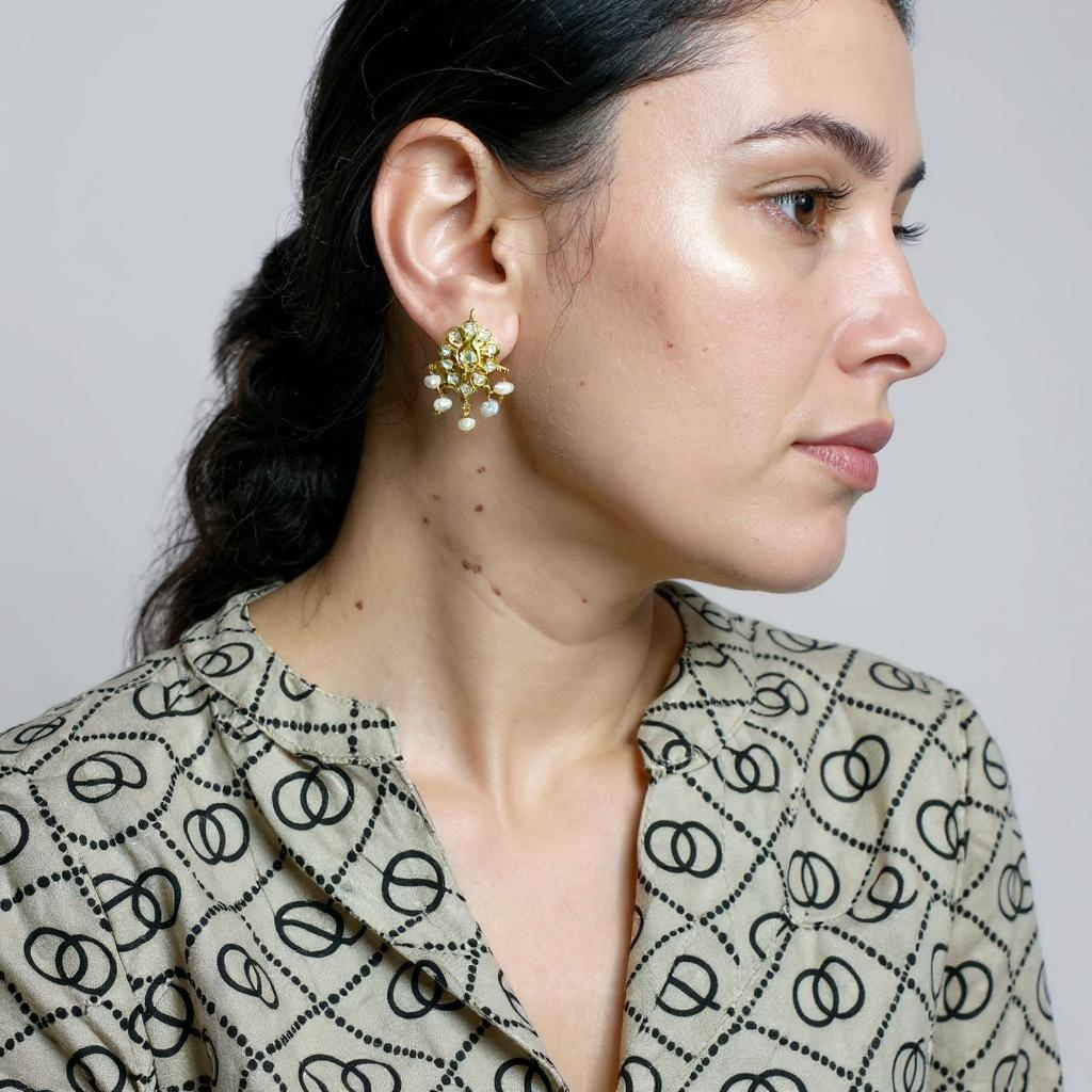 DLN1131 Moissanite Polki  Rani haar with pearls ( READY TO SHIP )