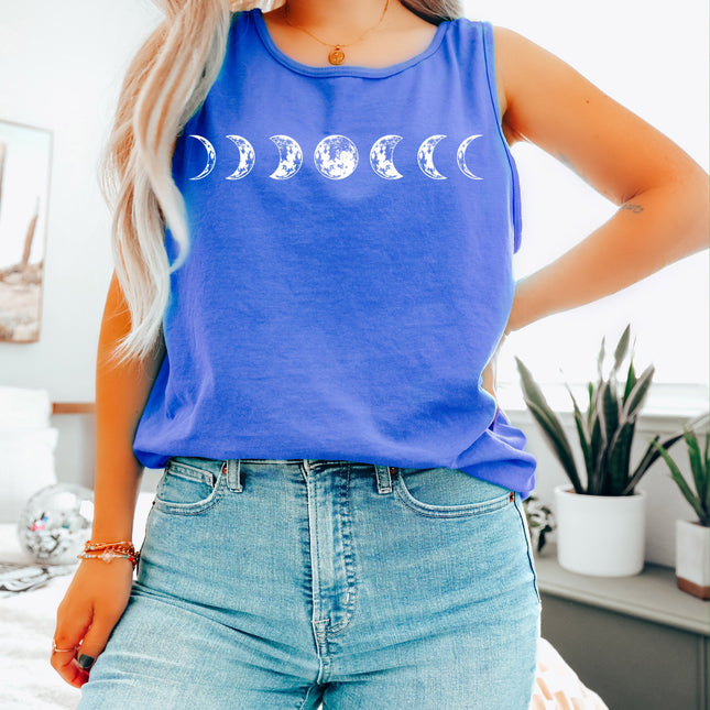 Moon Phase Summer Hiking Camping Vacation Nature Comfort Colors Tank Top