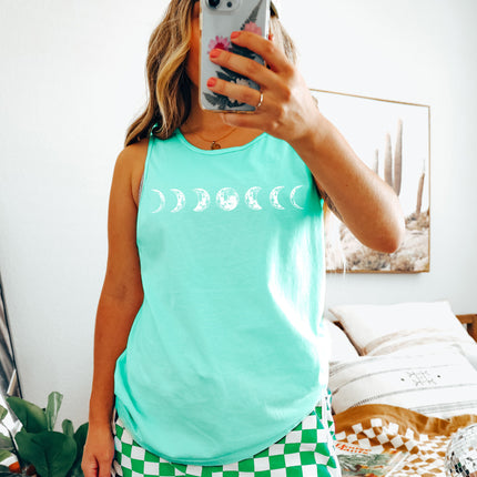 Moon Phase Summer Hiking Camping Vacation Nature Comfort Colors Tank Top