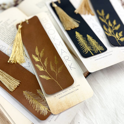 Leather Tassel Bookmarks- Trees