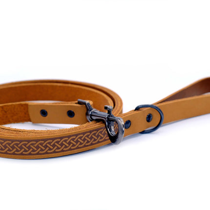 Celtic Sport Leather Collar and Leash Set